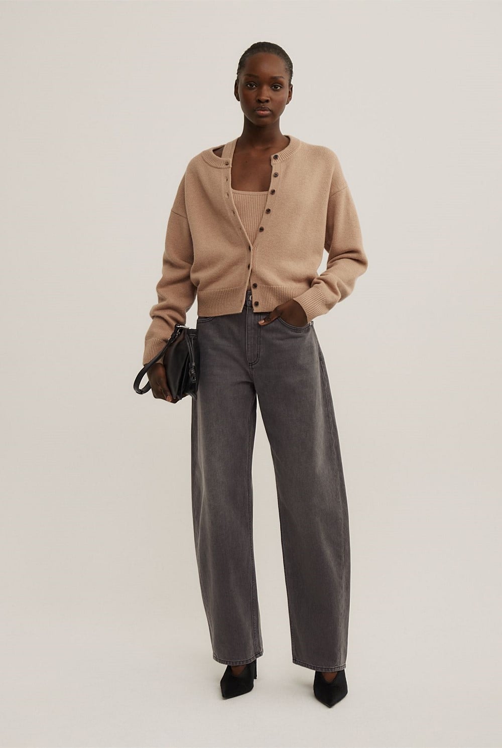 Crew Neck Button Cardigan