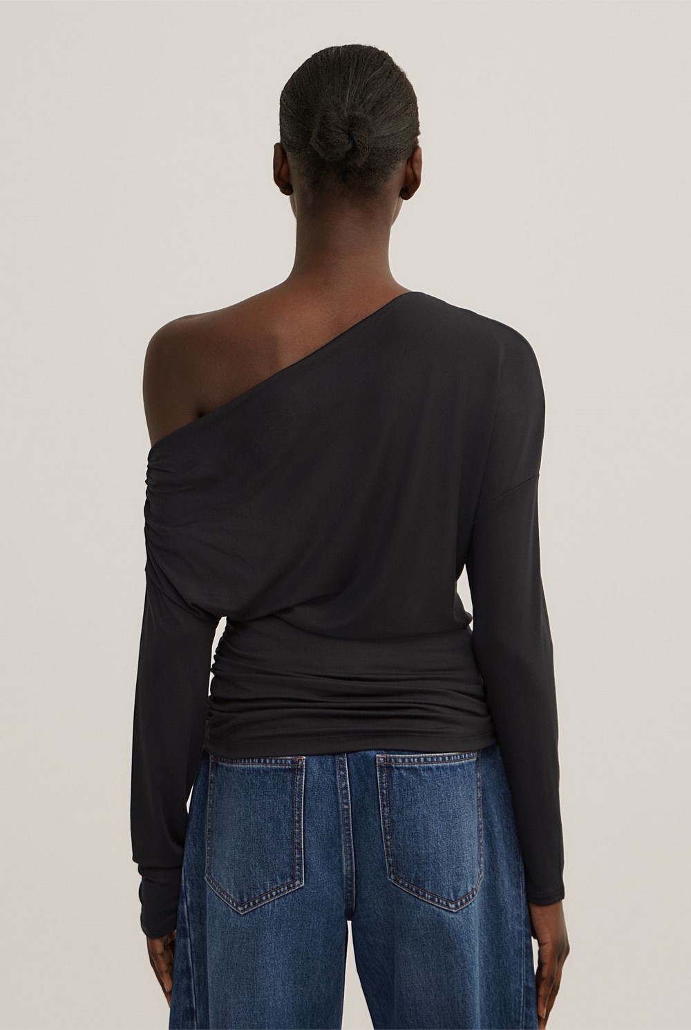 Asymmetric Draped Long Sleeve Top