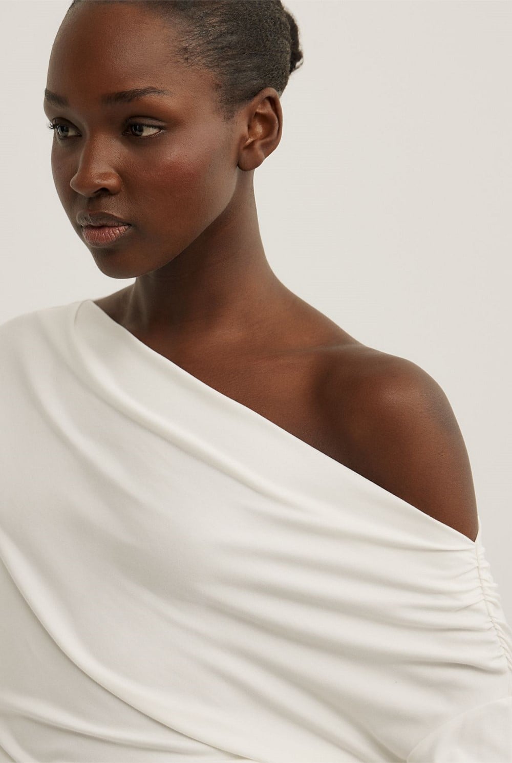 Asymmetric Draped Long Sleeve Top