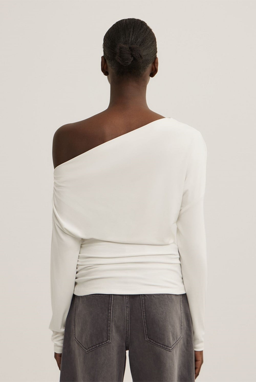 Asymmetric Draped Long Sleeve Top