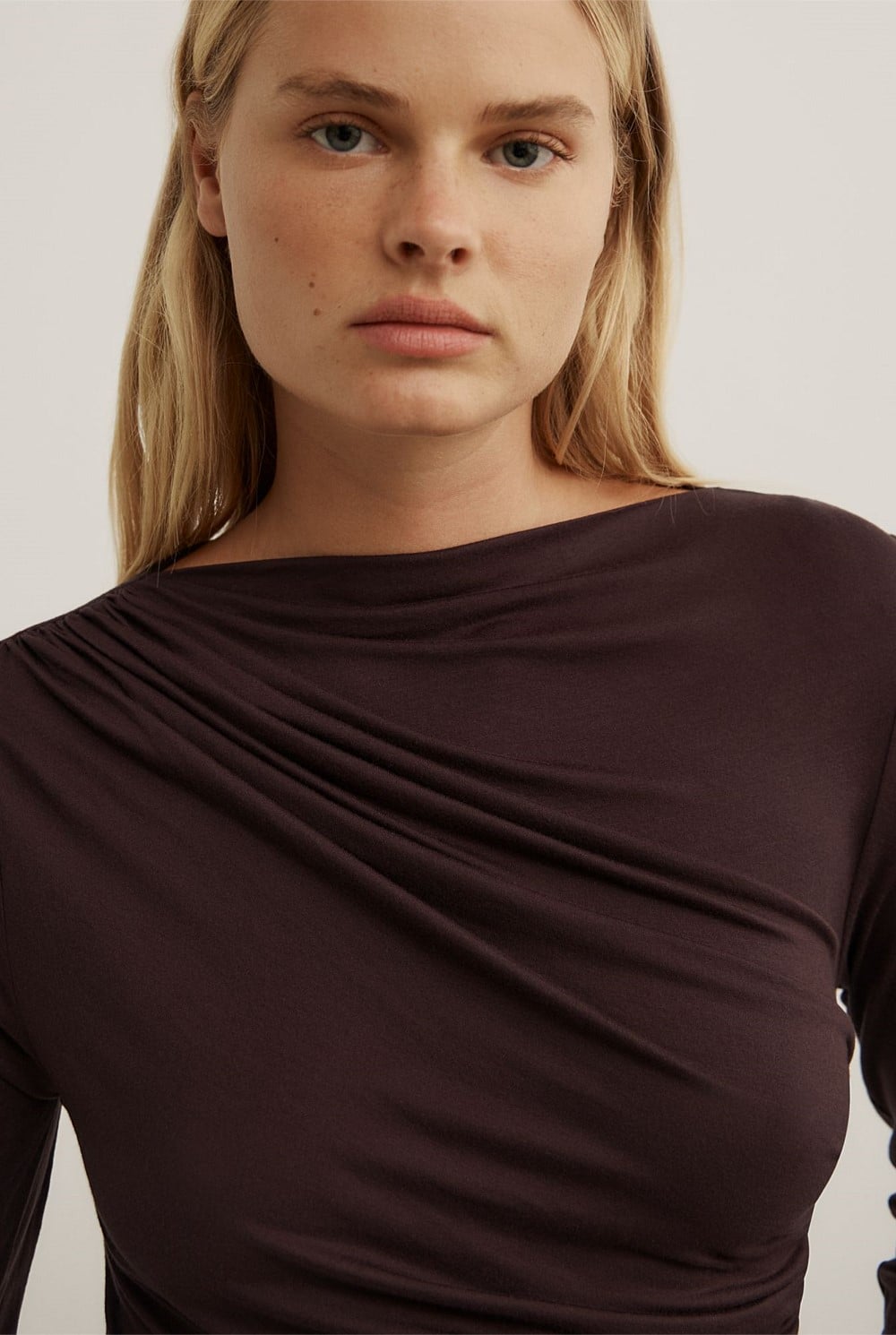 Draped Jersey Long Sleeve Top