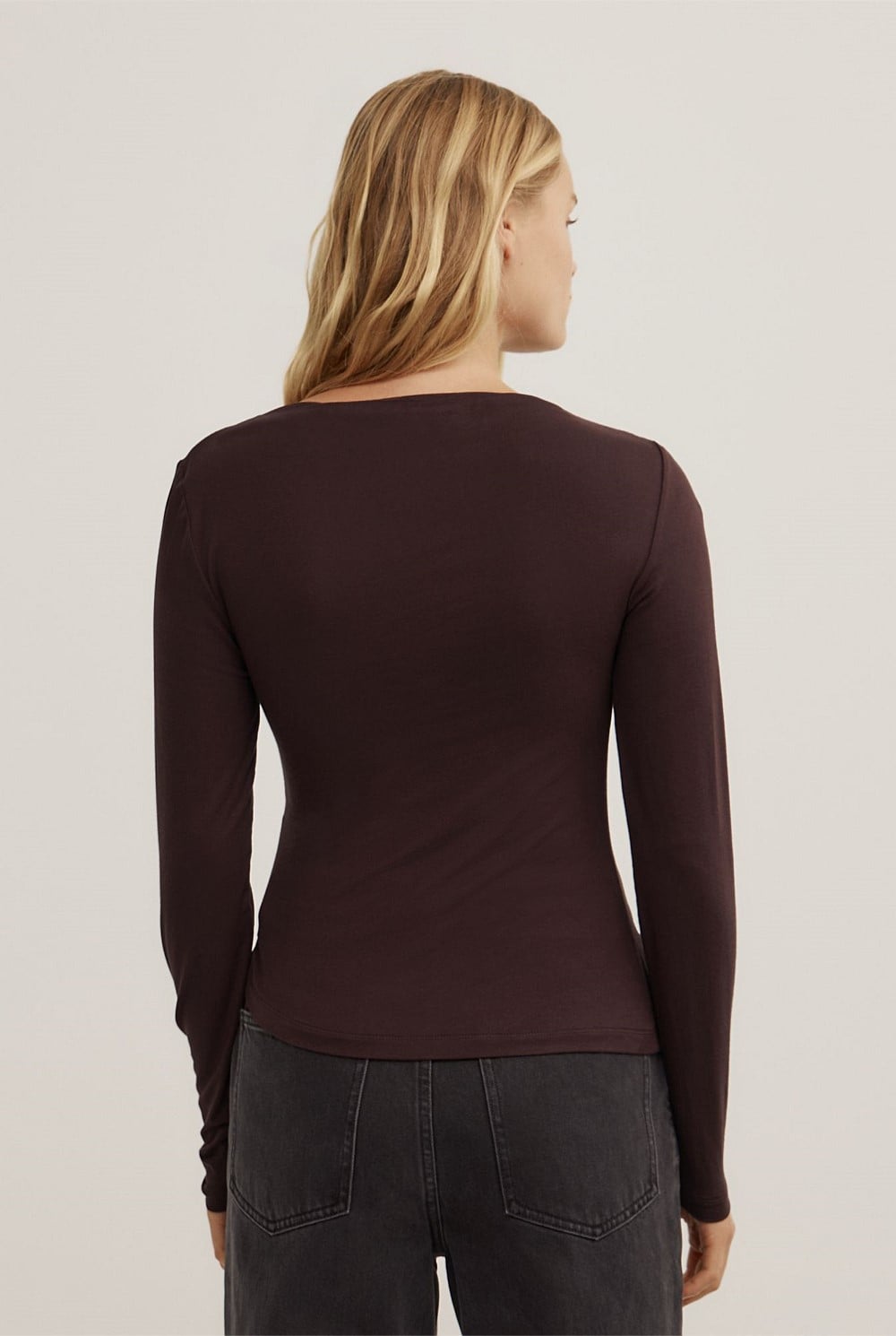 Draped Jersey Long Sleeve Top