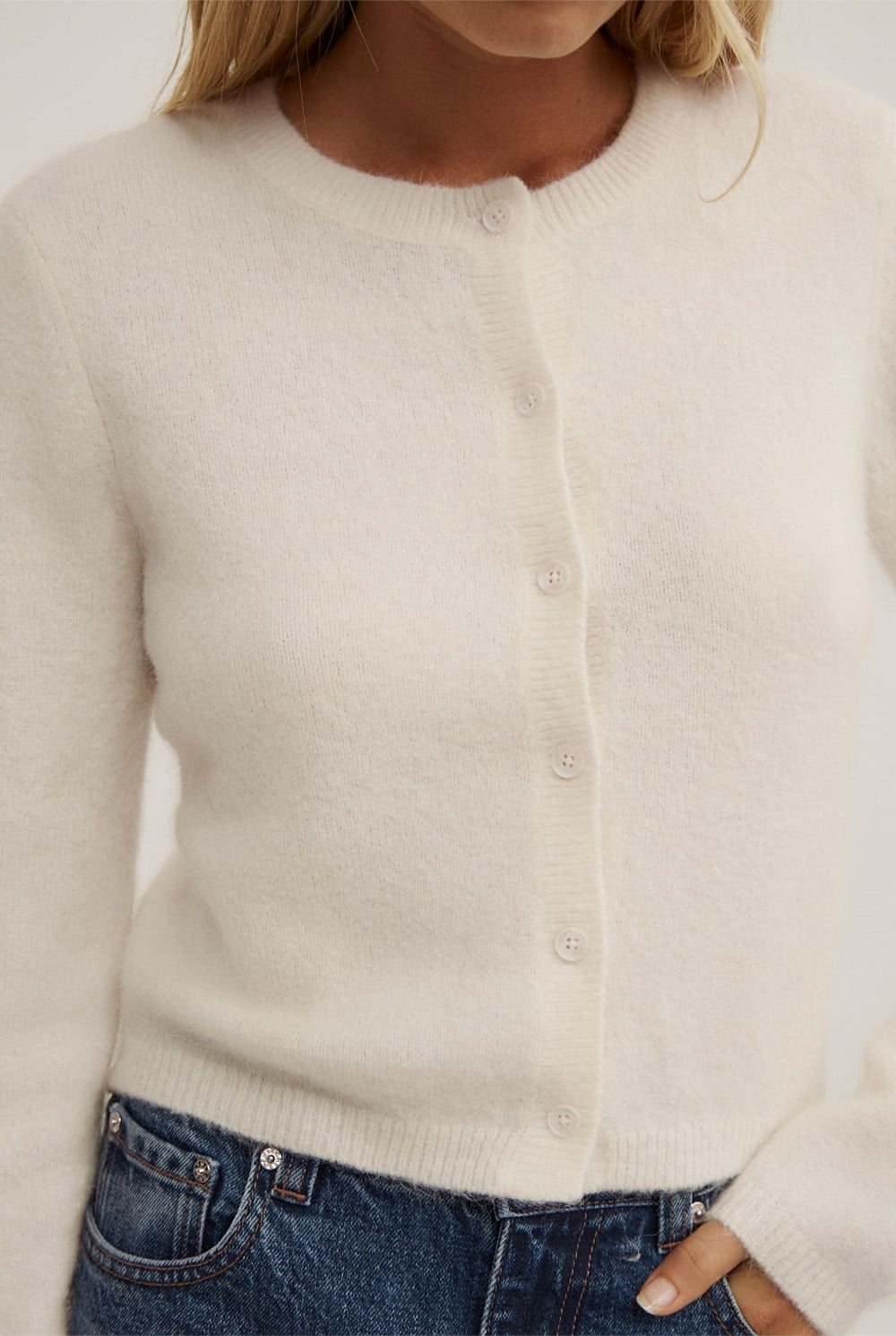 Fluffy Button Cardigan