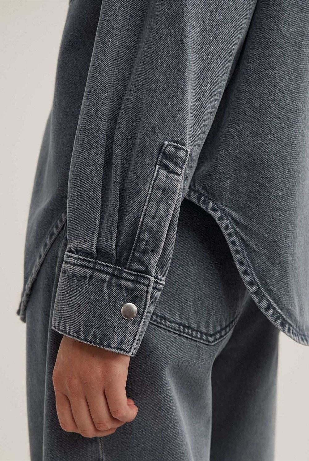 Boxy Long Sleeve Denim Shirt