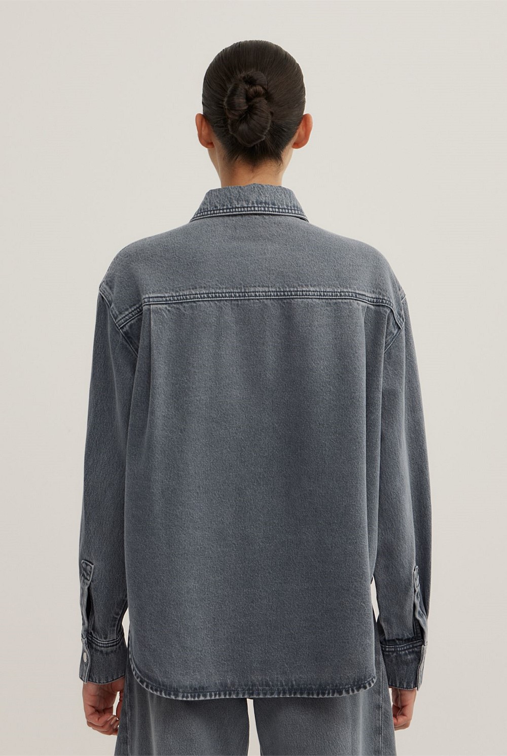 Boxy Long Sleeve Denim Shirt