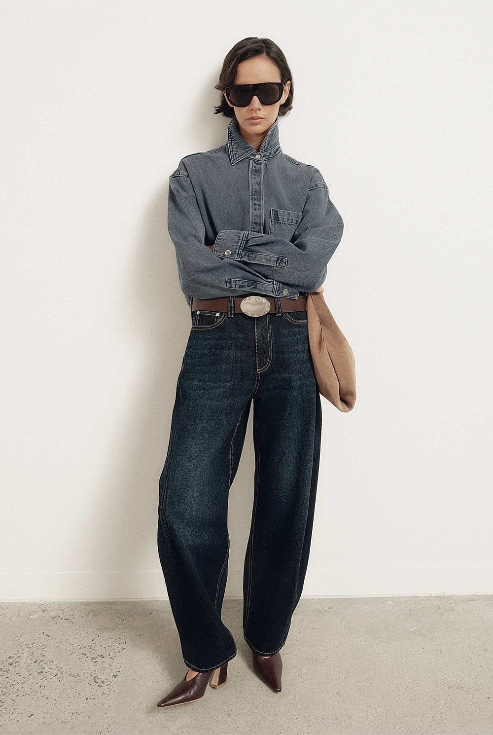 Boxy Long Sleeve Denim Shirt