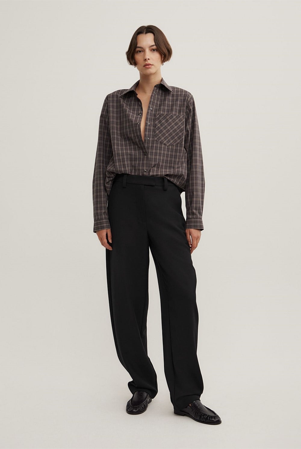 Check Shoulder Pad Shirt