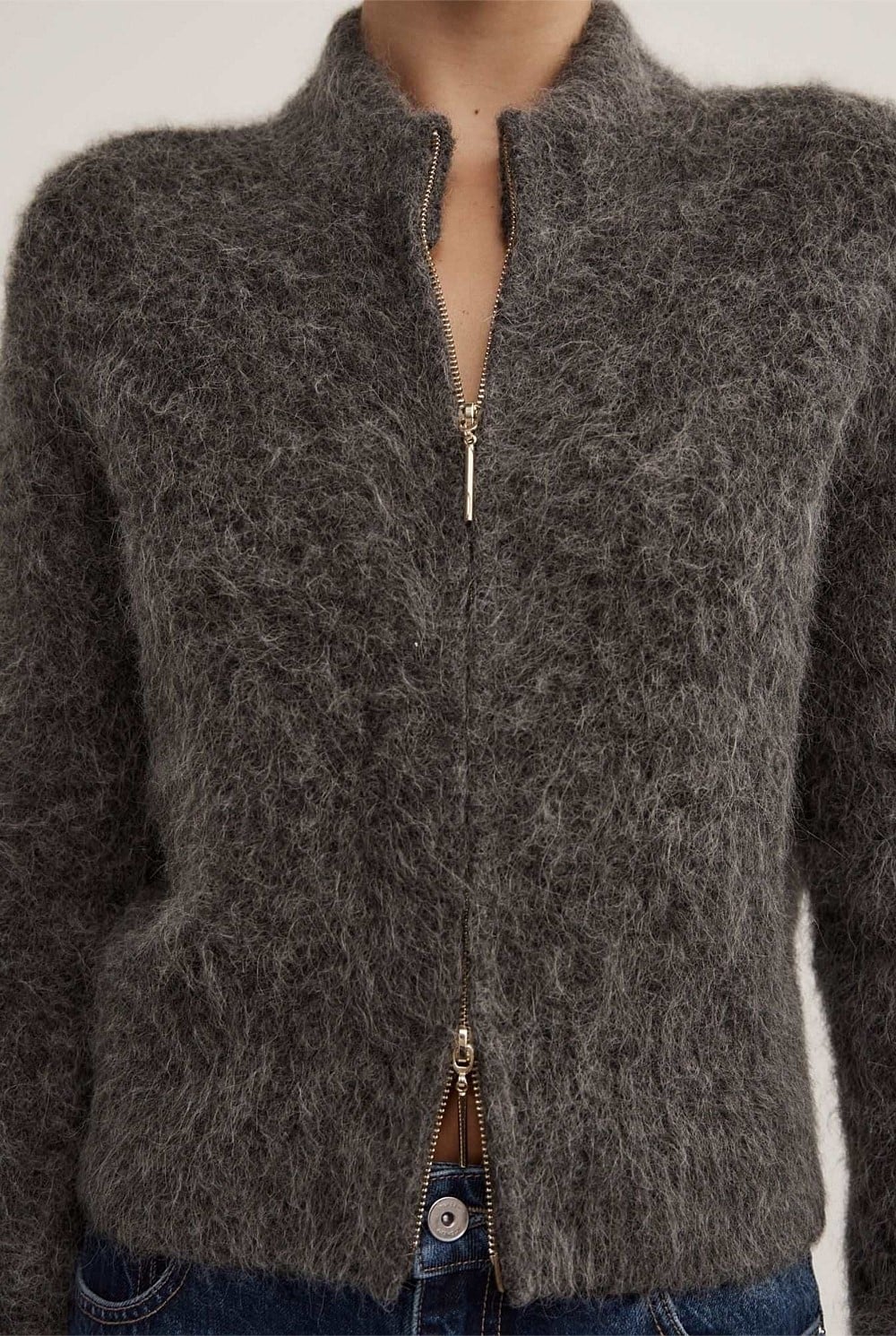 Fluffy Funnel Bomber Jacket