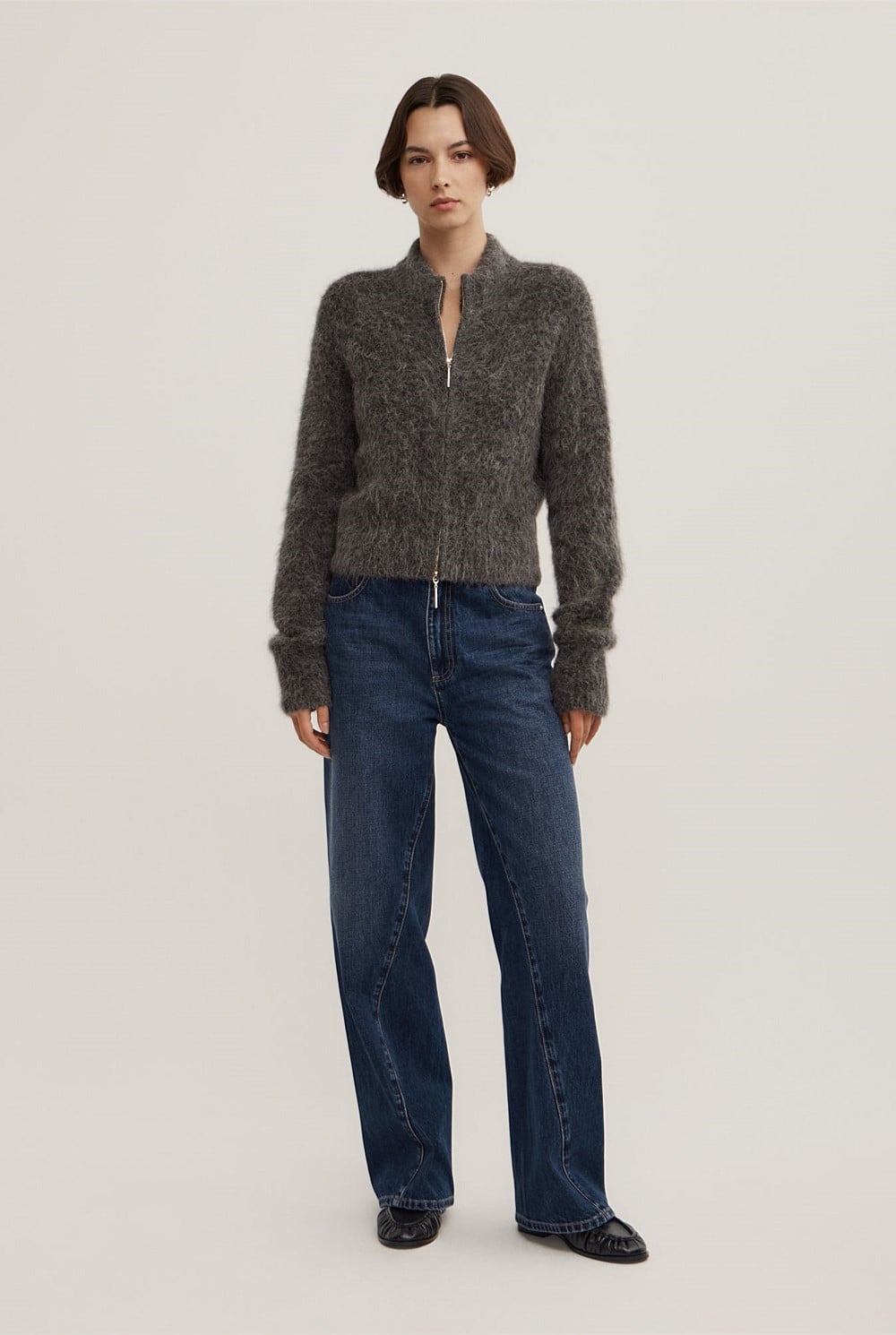 Fluffy Funnel Bomber Jacket