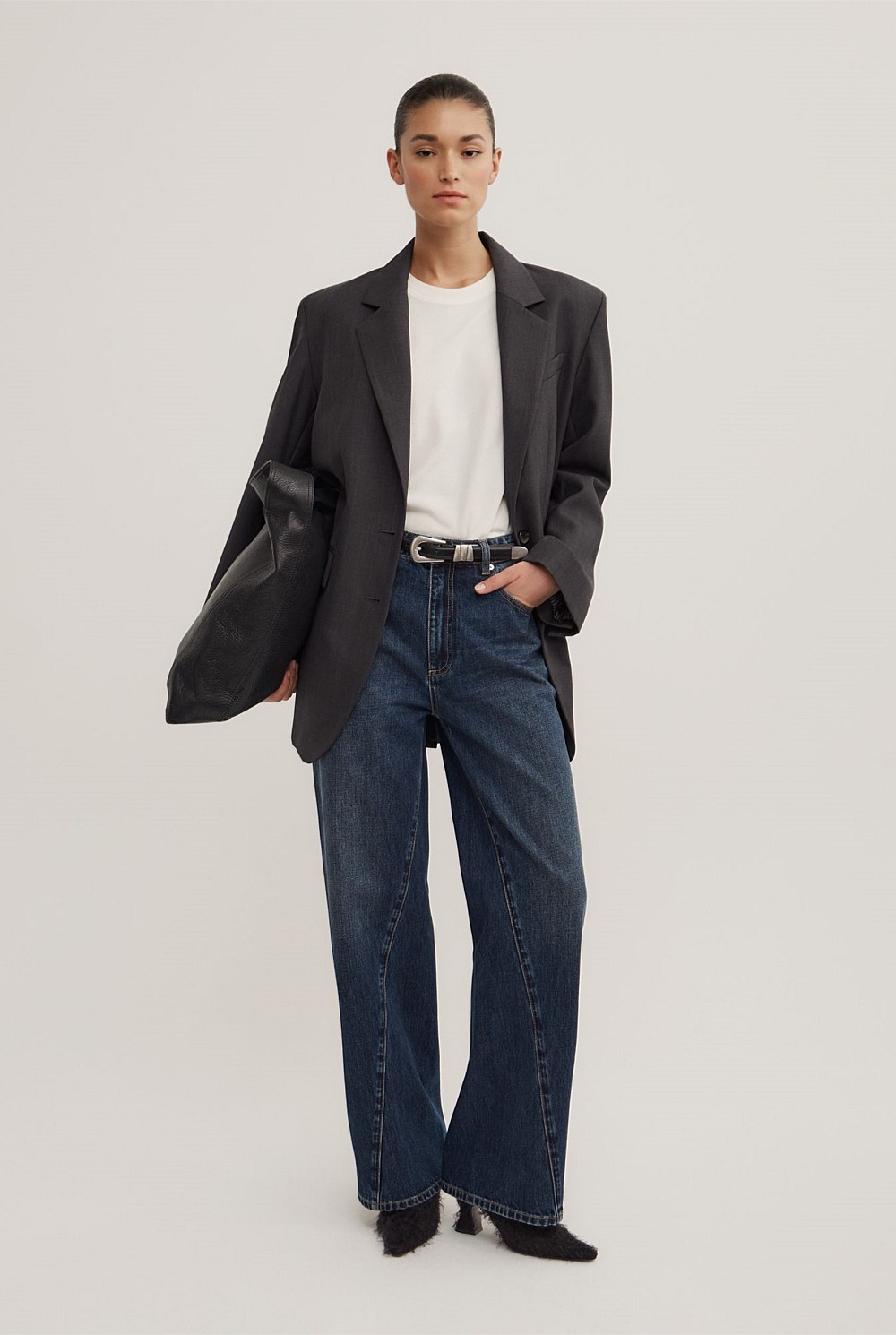 Angled Seam Denim Jeans
