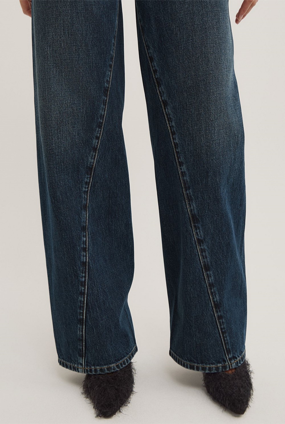Angled Seam Denim Jeans