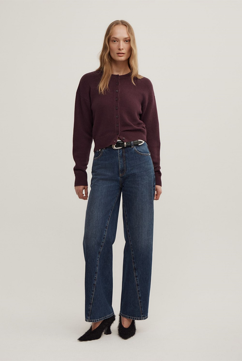 Crew Neck Button Cardigan