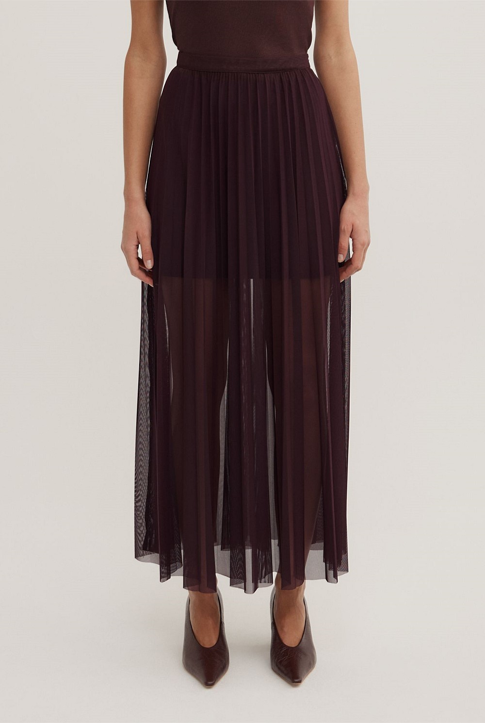 Pleated Mesh Skirt