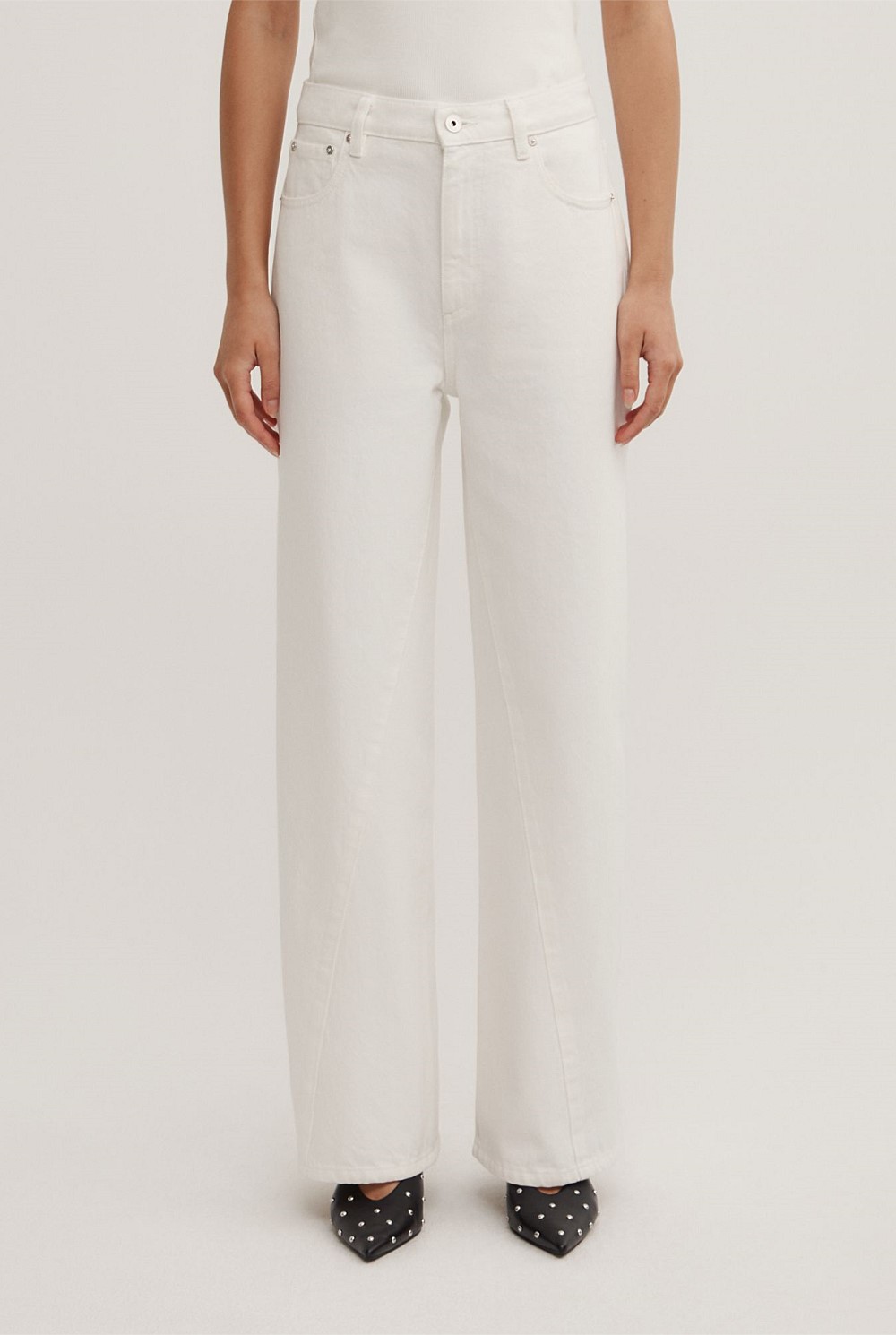 Angled Seam Denim Jeans
