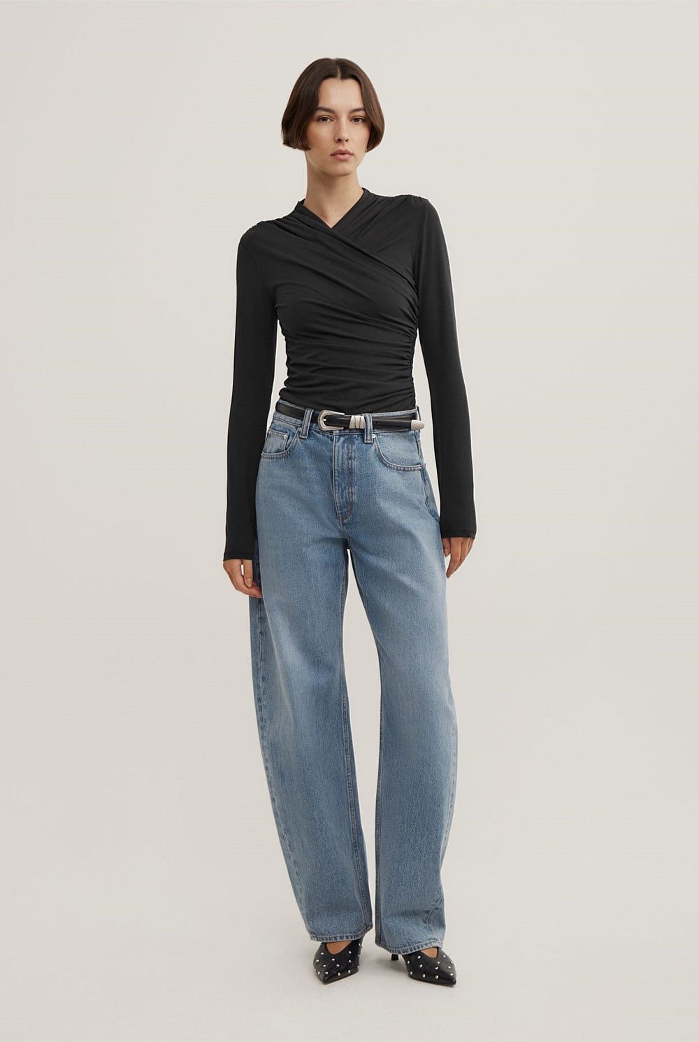 Wrap Long Sleeve Jersey Top