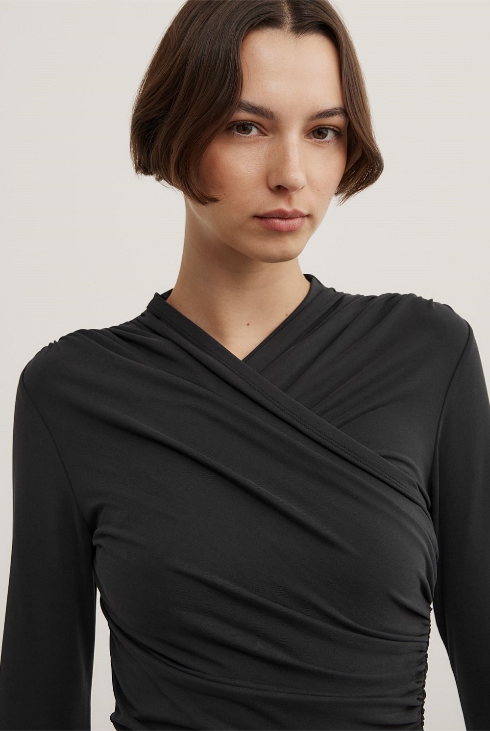 Wrap Long Sleeve Jersey Top