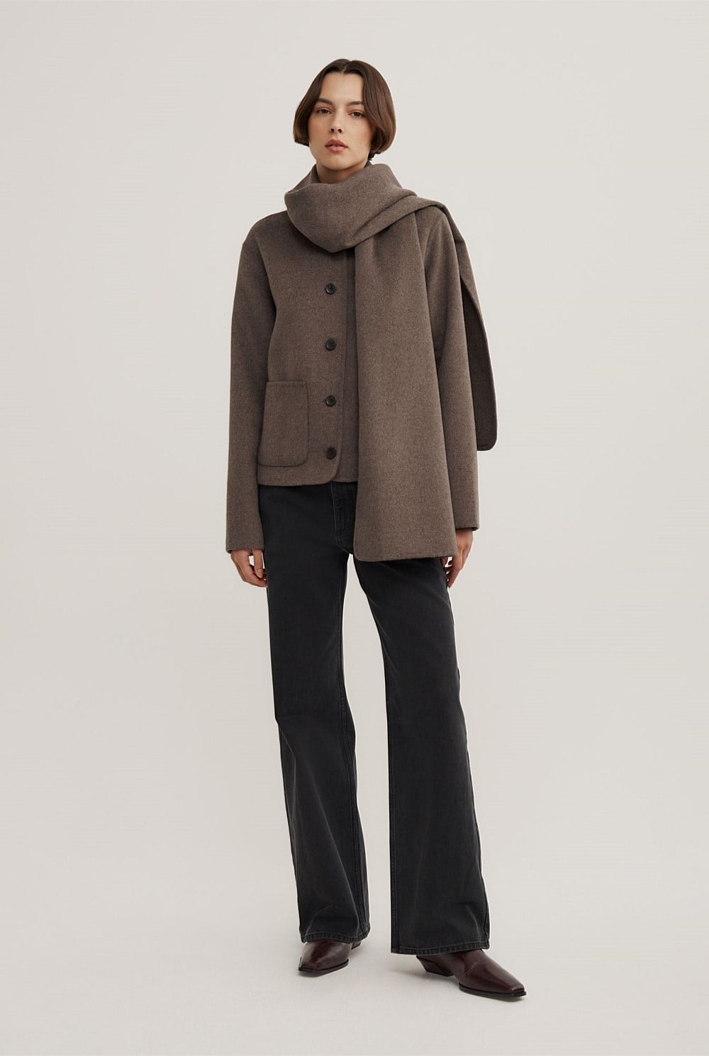 Crop Scarf Coat