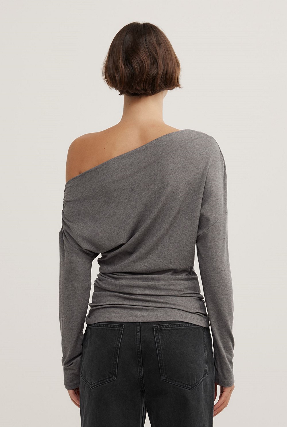 Asymmetric Draped Long Sleeve Top