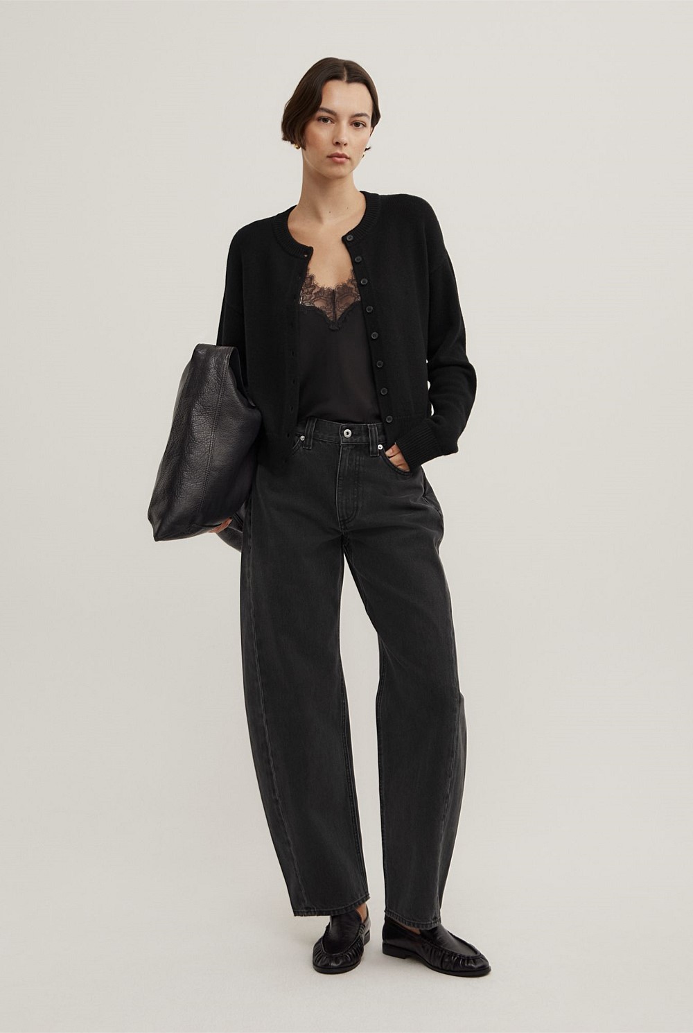 Crew Neck Button Cardigan