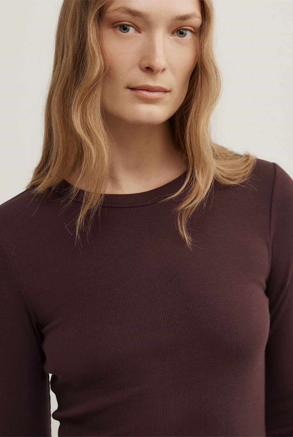 Crew Rib Long Sleeve Top