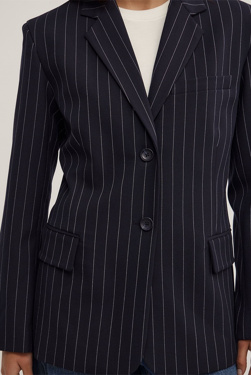 Belted Pinstripe Blazer