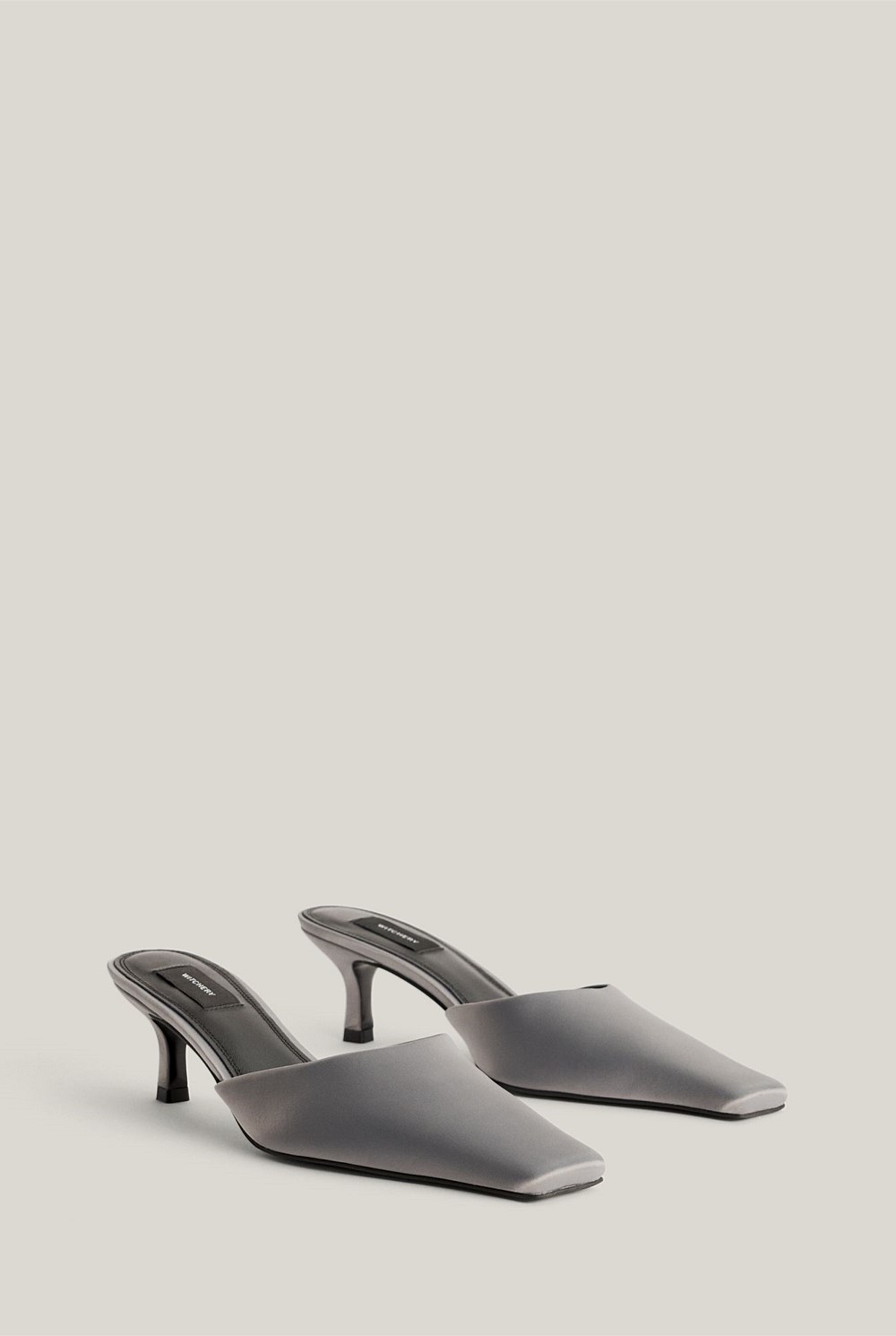 Ash Satin Mules