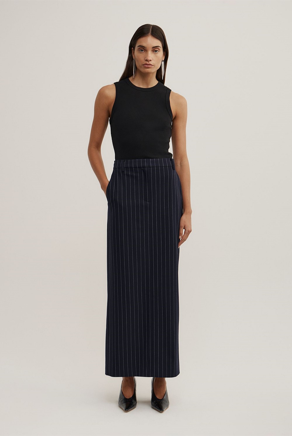 Maxi Pinstripe Skirt
