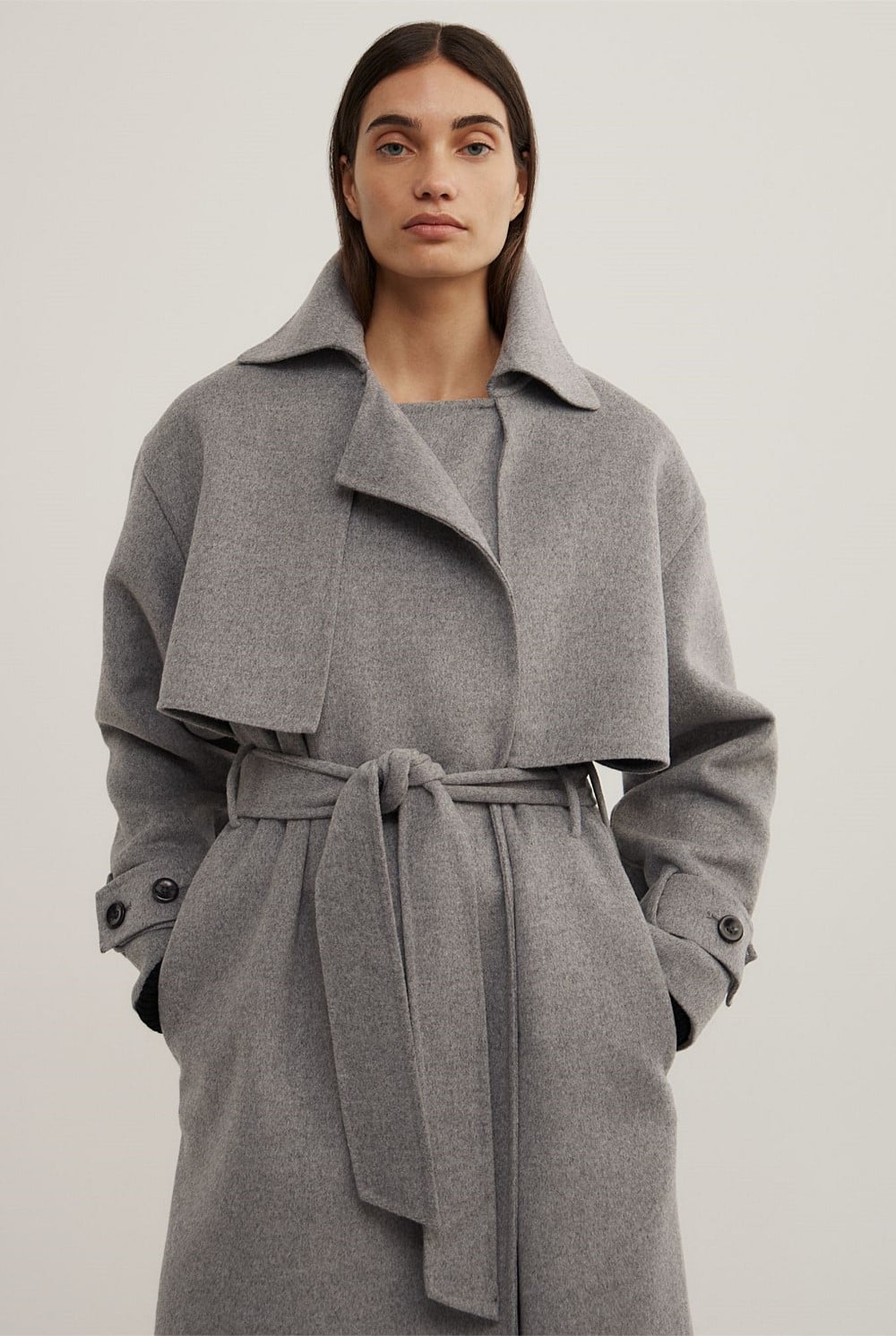 Wool Blend Trench Coat