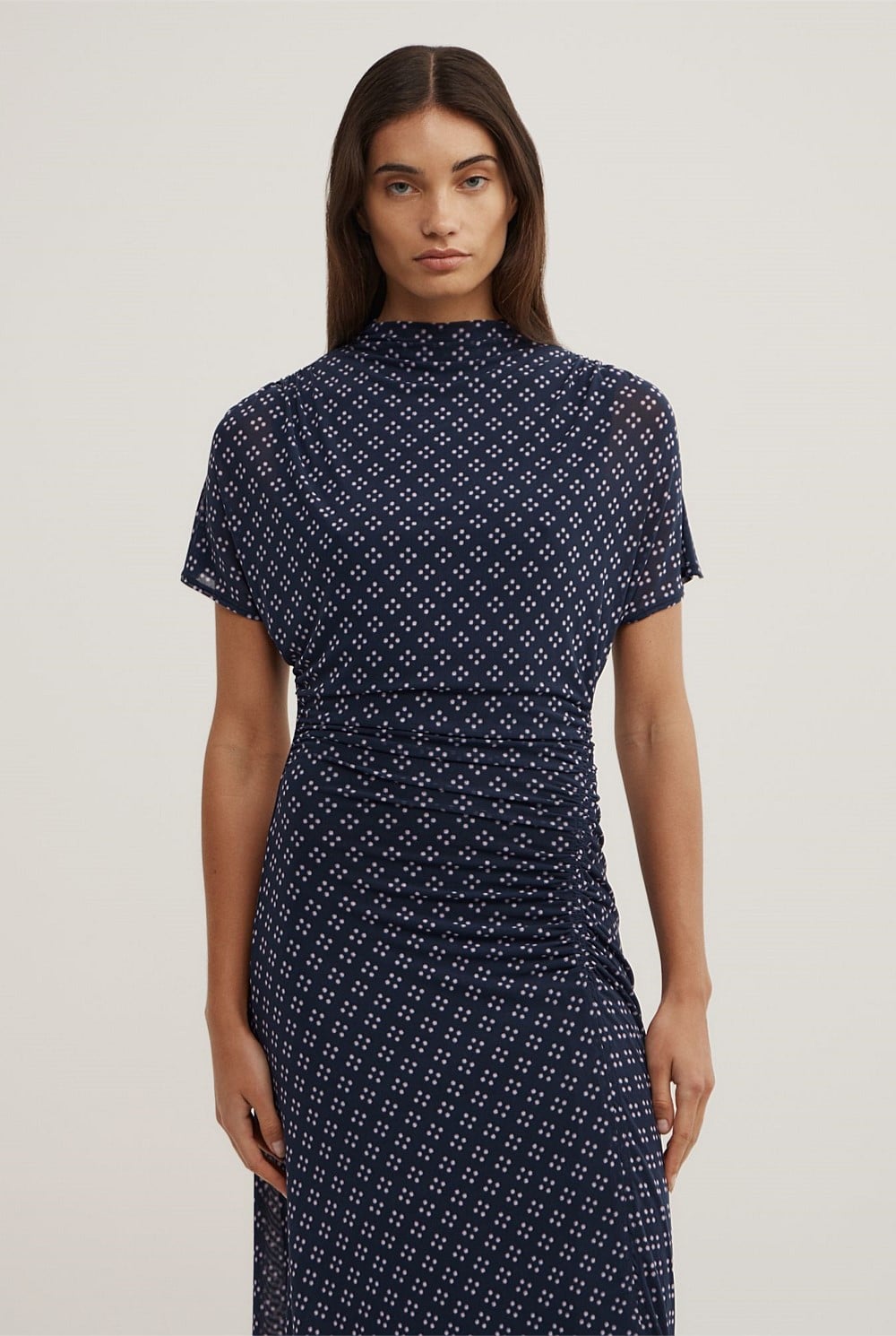 Mock Neck Mesh Dress