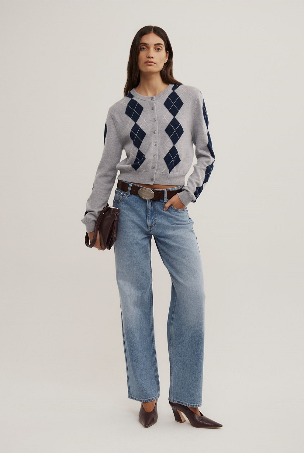 Argyle Cropped Cardigan