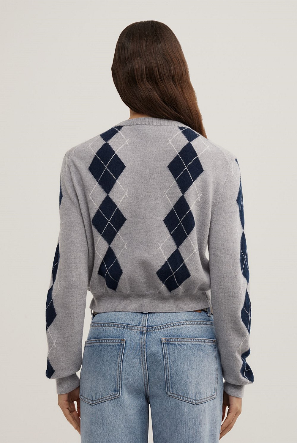 Argyle Cropped Cardigan