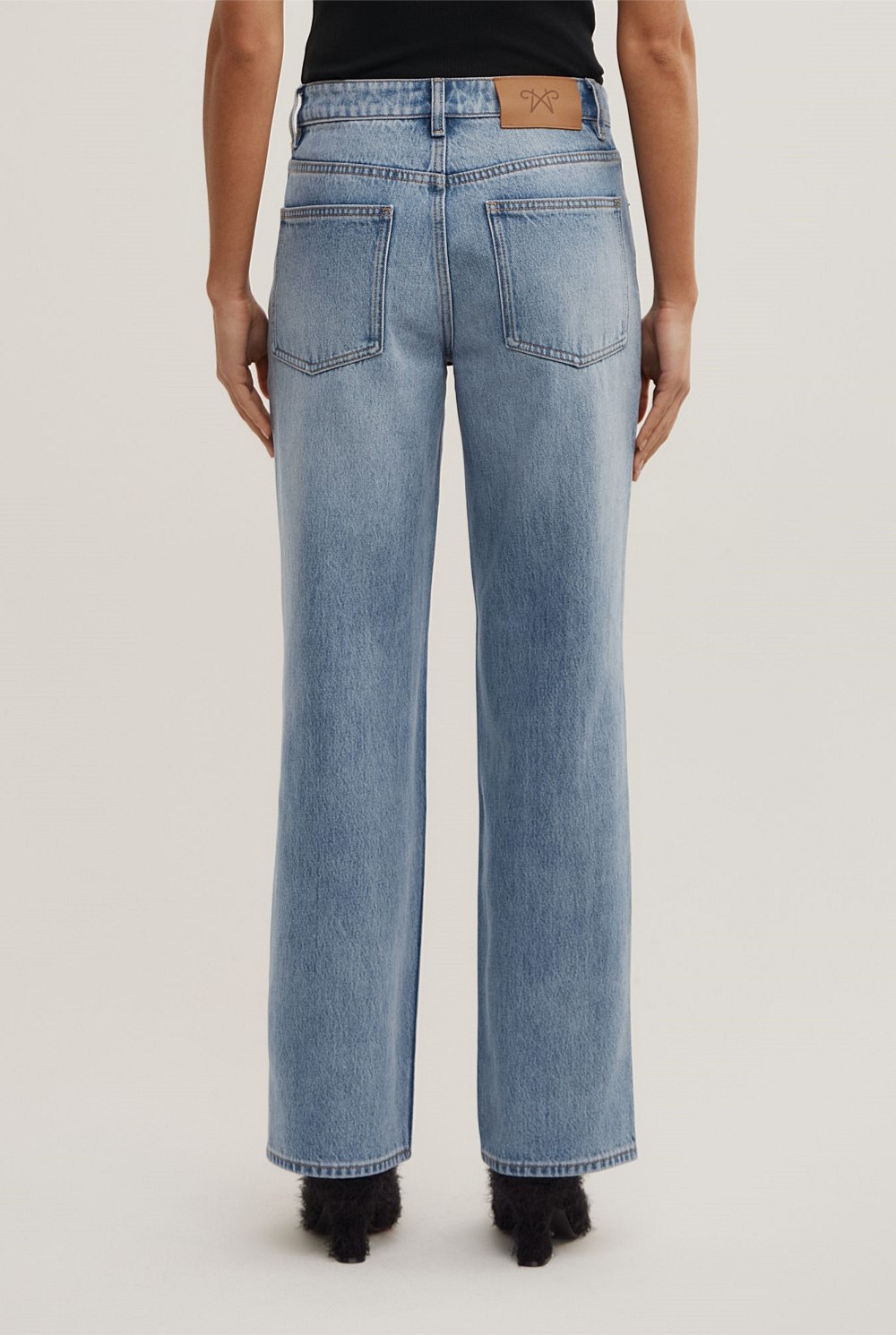Mid Rise Straight Jeans