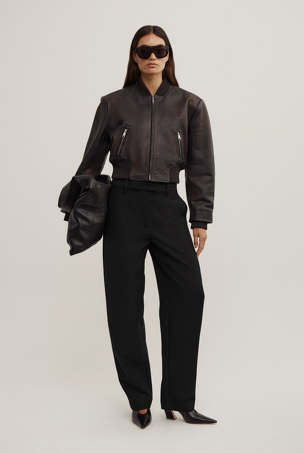 Crop Burnished Bomber Jacket
