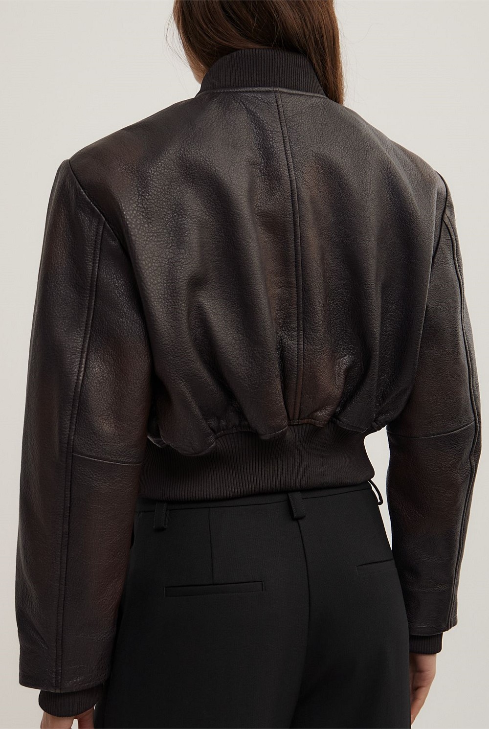 Crop Burnished Bomber Jacket