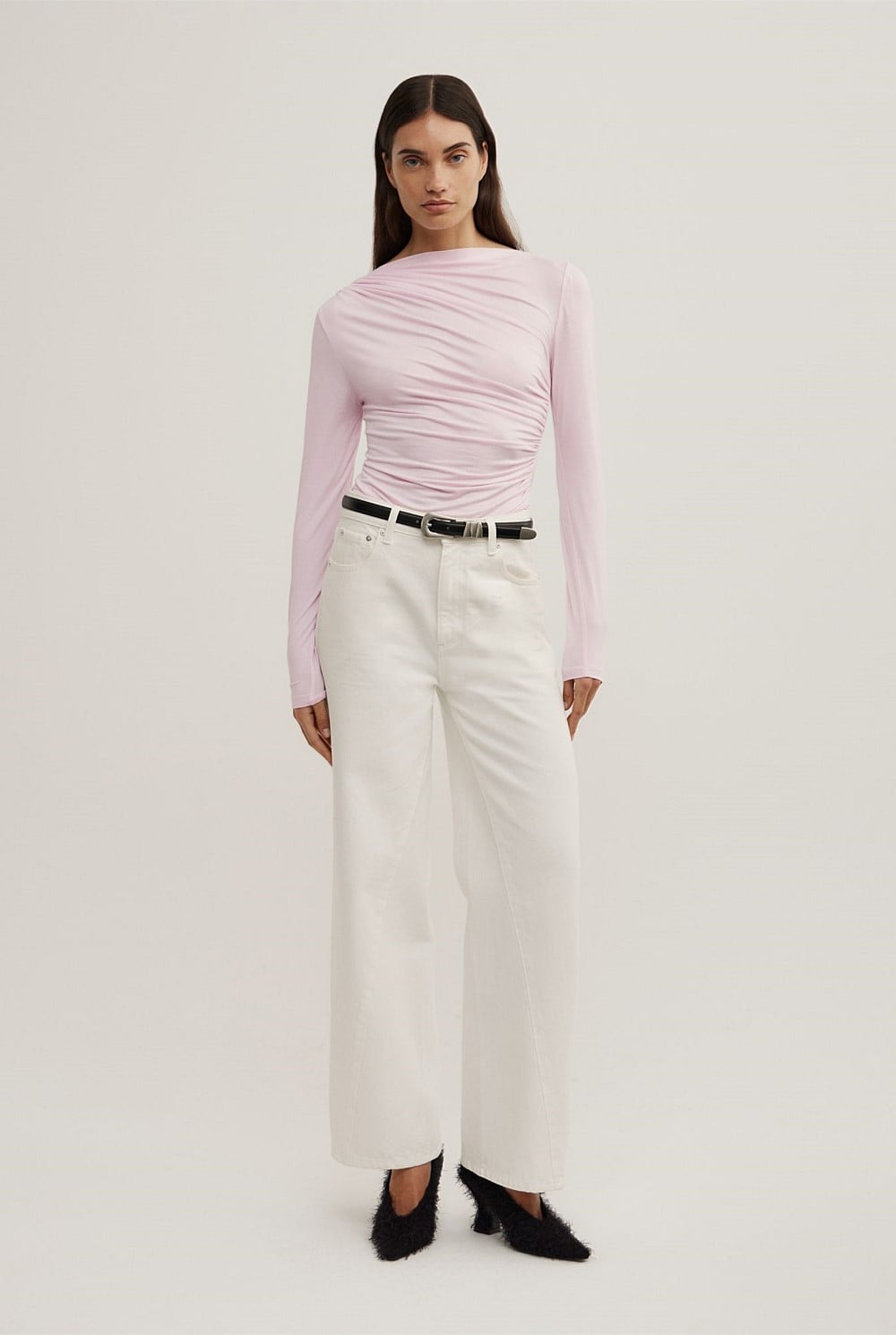 Draped Jersey Long Sleeve Top