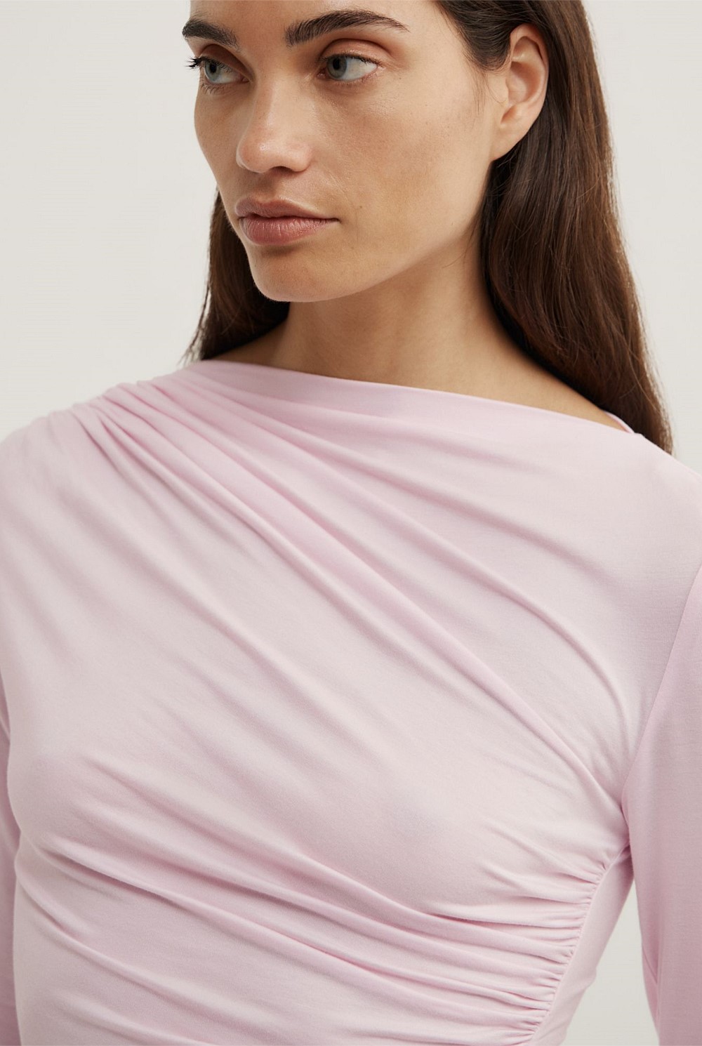 Draped Jersey Long Sleeve Top