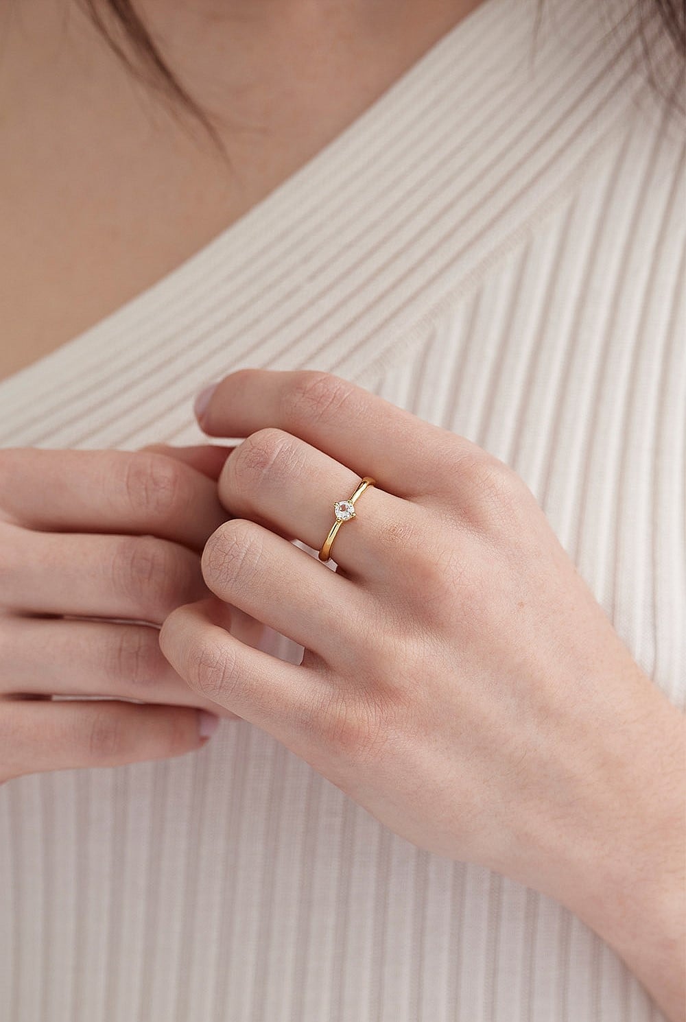 April Topaz Gold Birthstone Ring