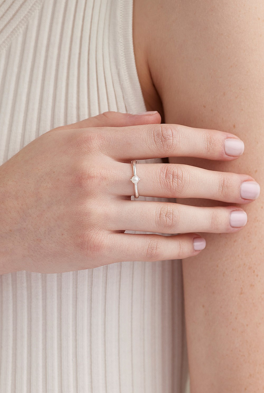 June Pearl Silver Birthstone Ring