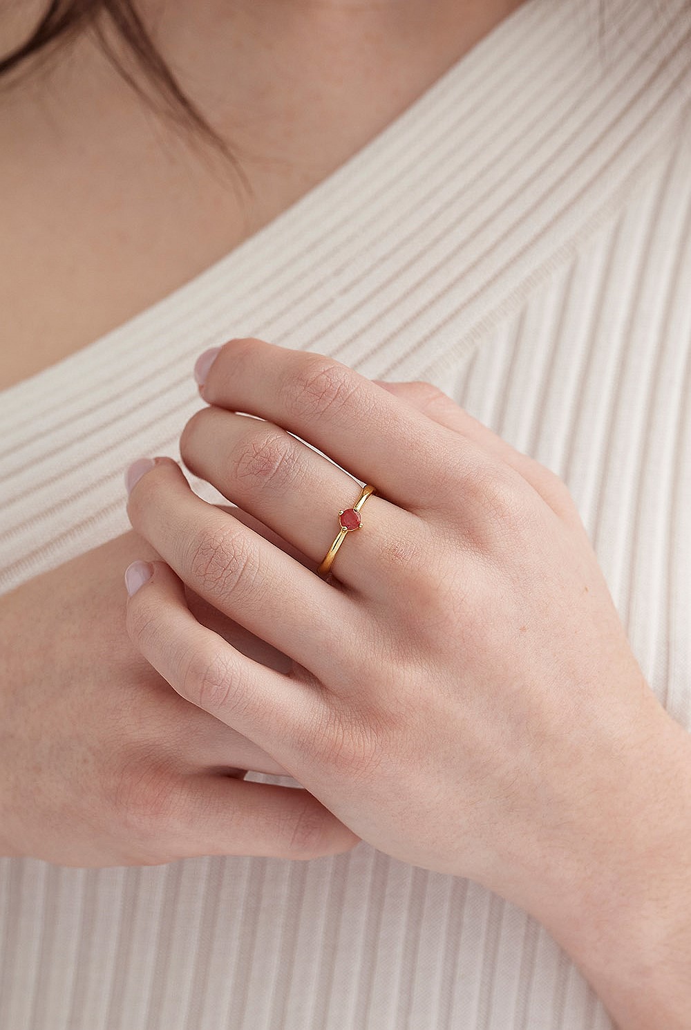 July Ruby Gold Birthstone Ring