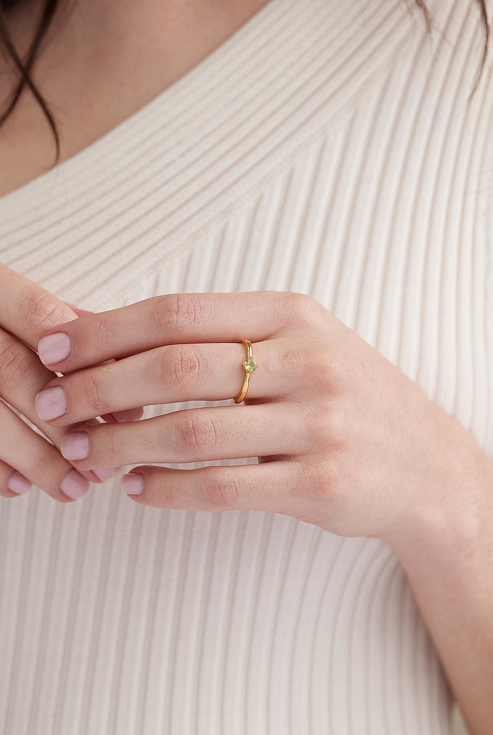 August Peridot Gold Birthstone Ring