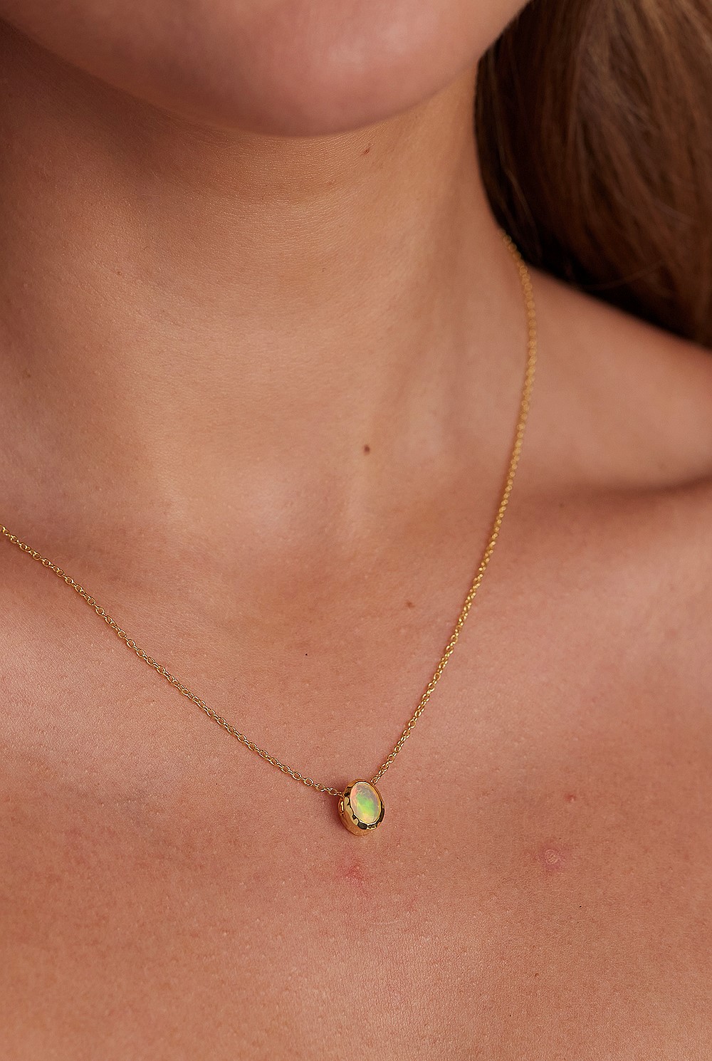 October Opal Gold Oval Birthstone Charm
