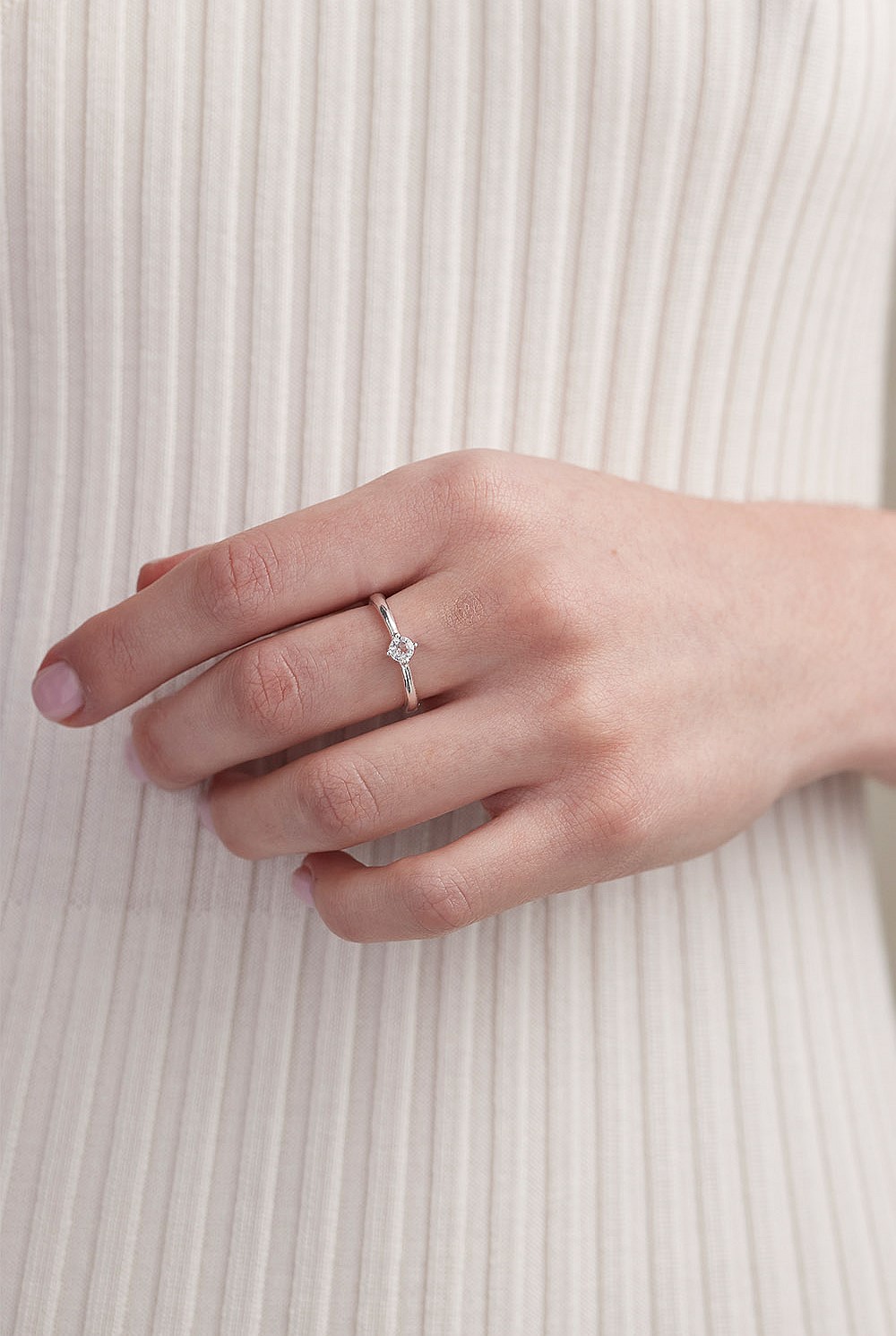 April Topaz Silver Birthstone Ring