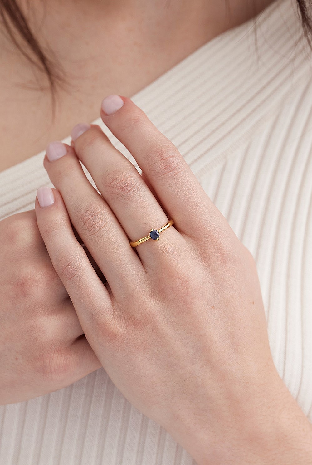September Sapphire Gold Birthstone Ring