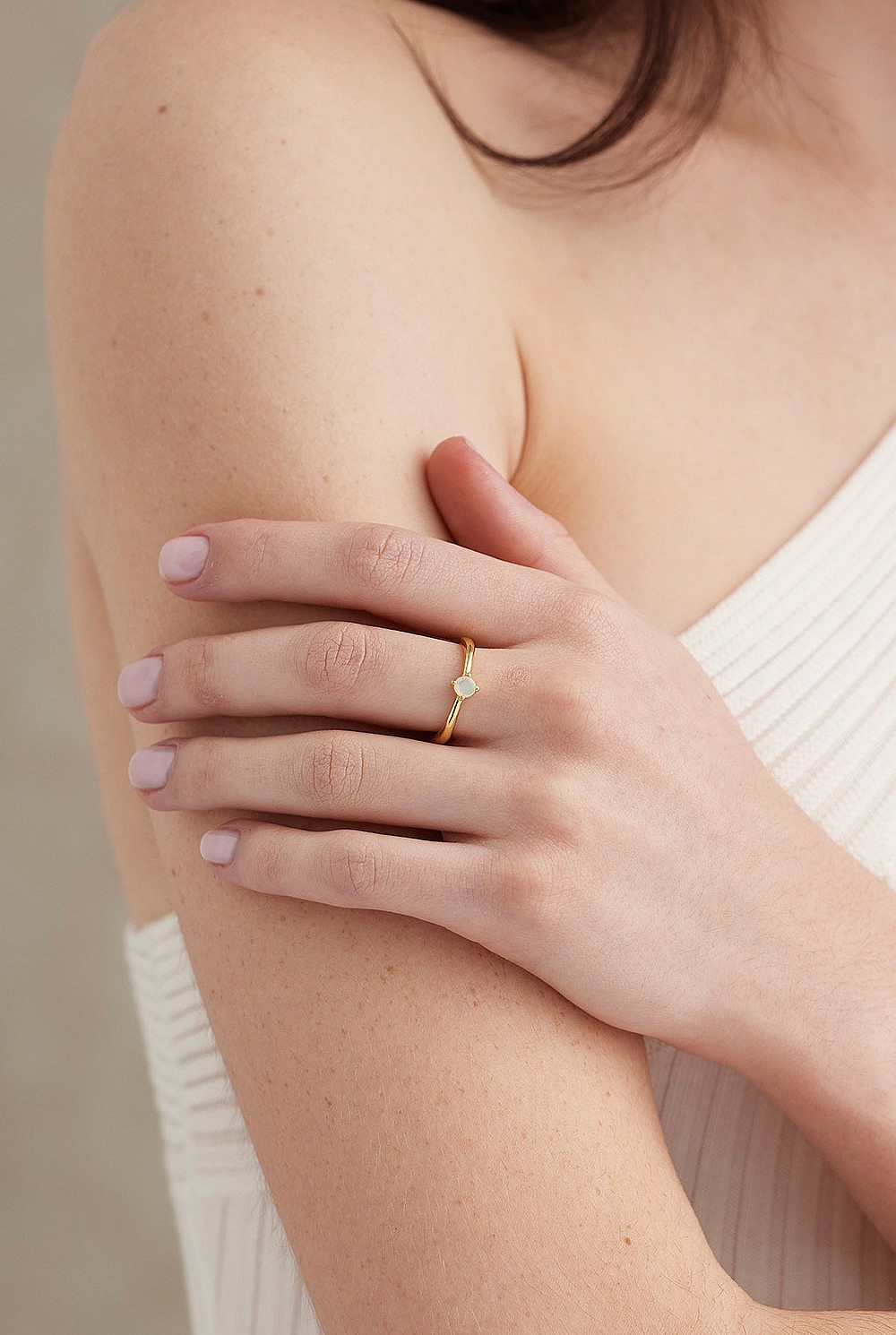 October Opal Gold Birthstone Ring
