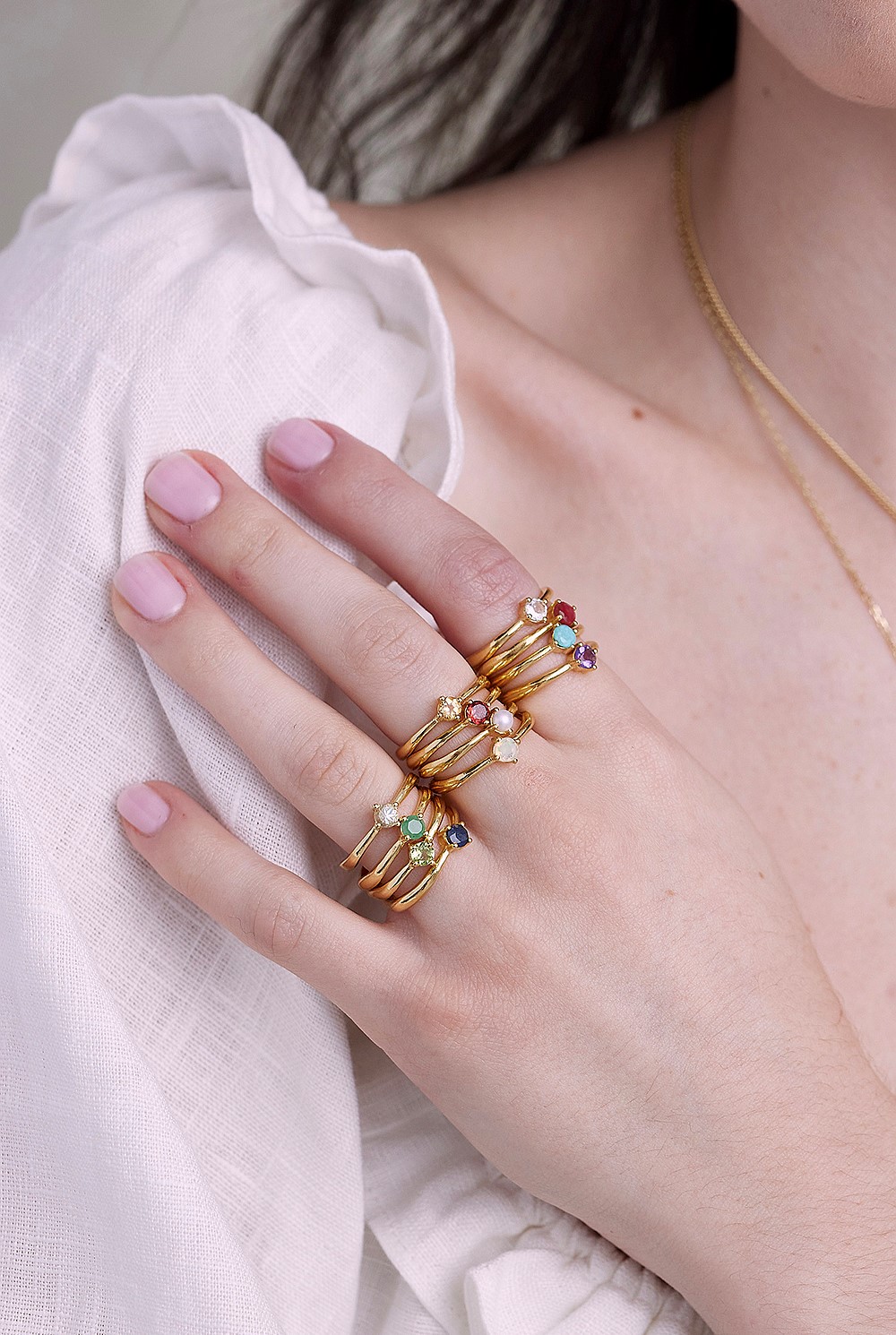 October Opal Gold Birthstone Ring
