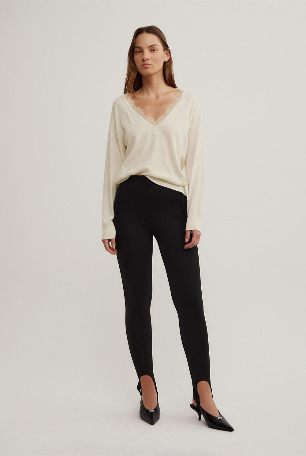 Lace Detail V-Neck Knit