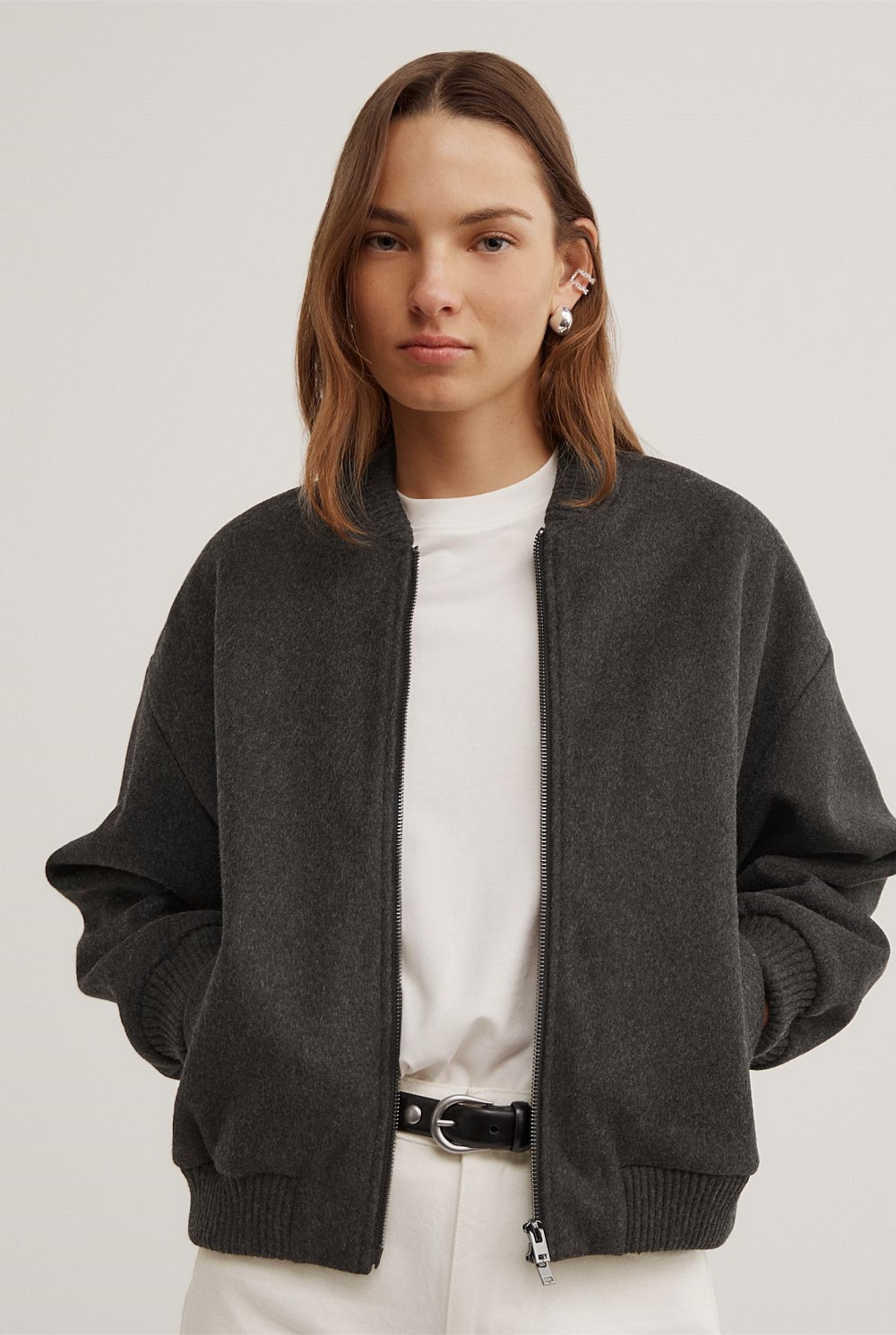 Felted Zip Bomber Jacket