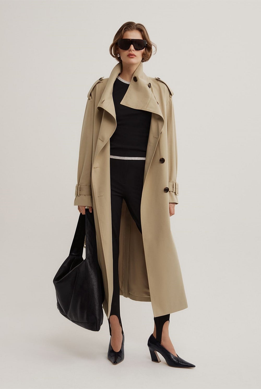 Funnel Collar Trench Coat