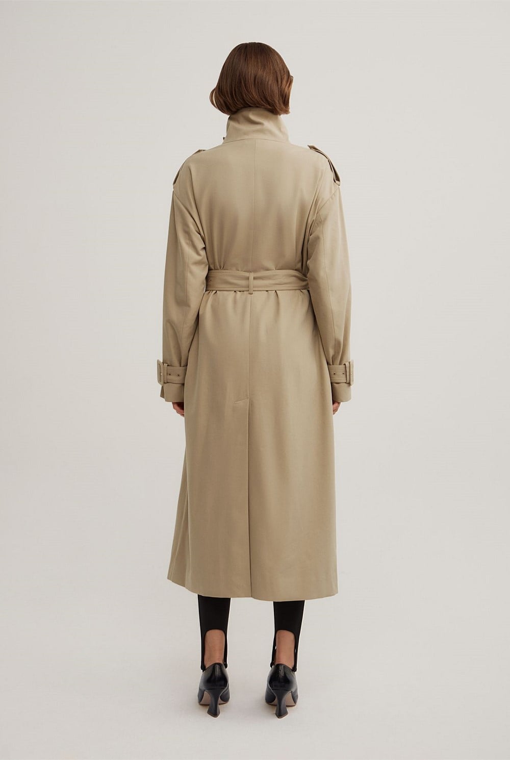 Funnel Collar Trench Coat