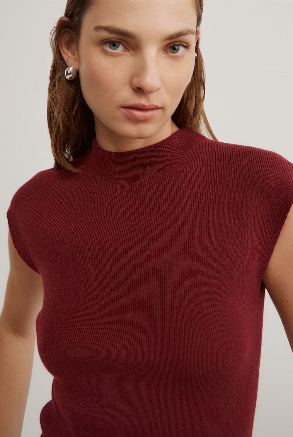 High Neck Knit T-Shirt
